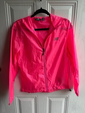 New Balance Neon Pink Lightweight Hooded Windbreaker